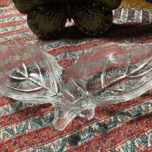 Clear Glass Leaf-Shaped Dish